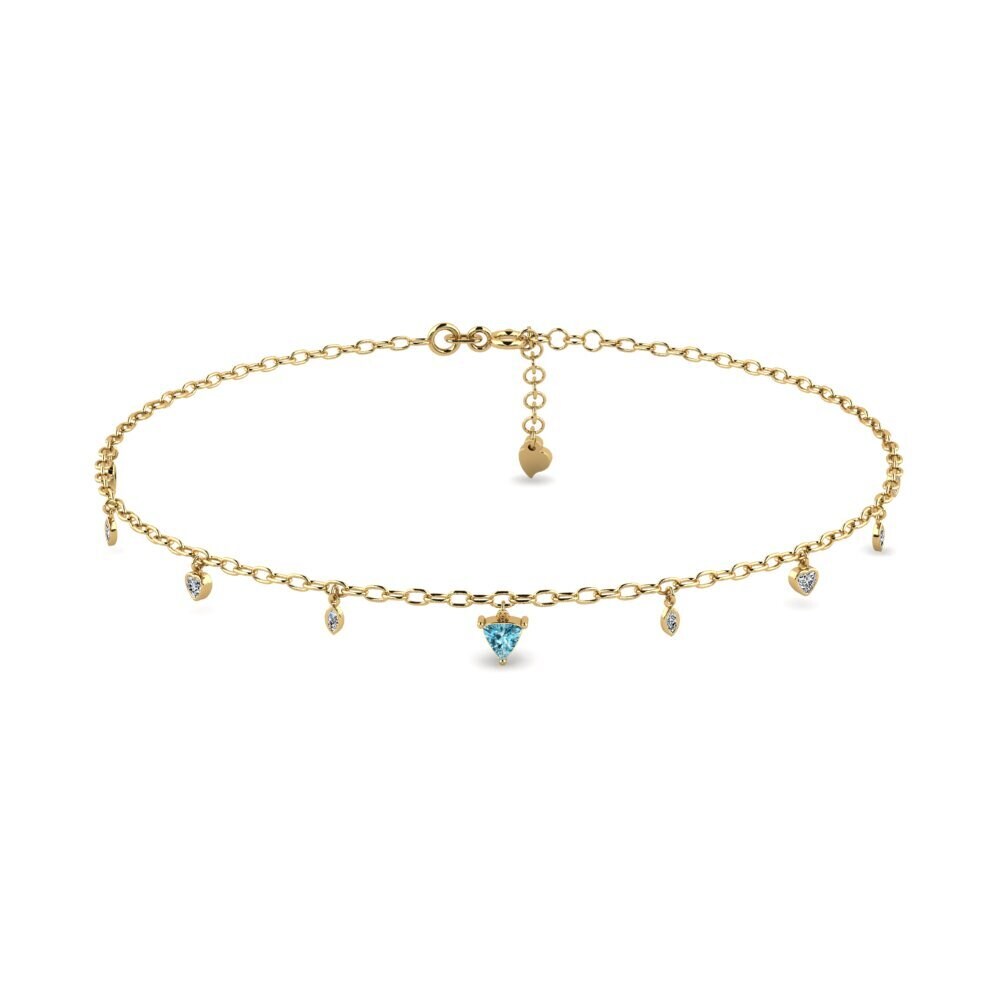 14ct Yellow Gold Blue Zircon Women's Anklet Anahit