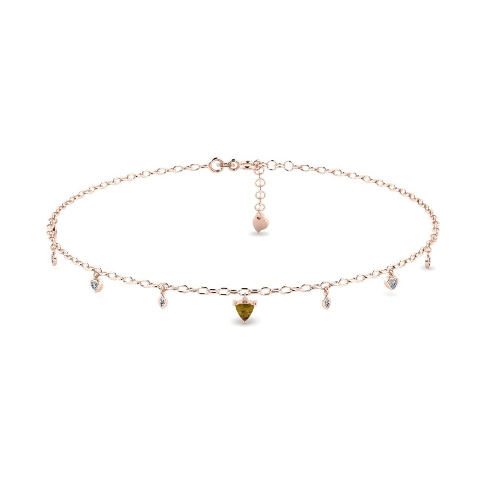 9ct Rose Gold Brown Zircon Women's Anklet Anahit