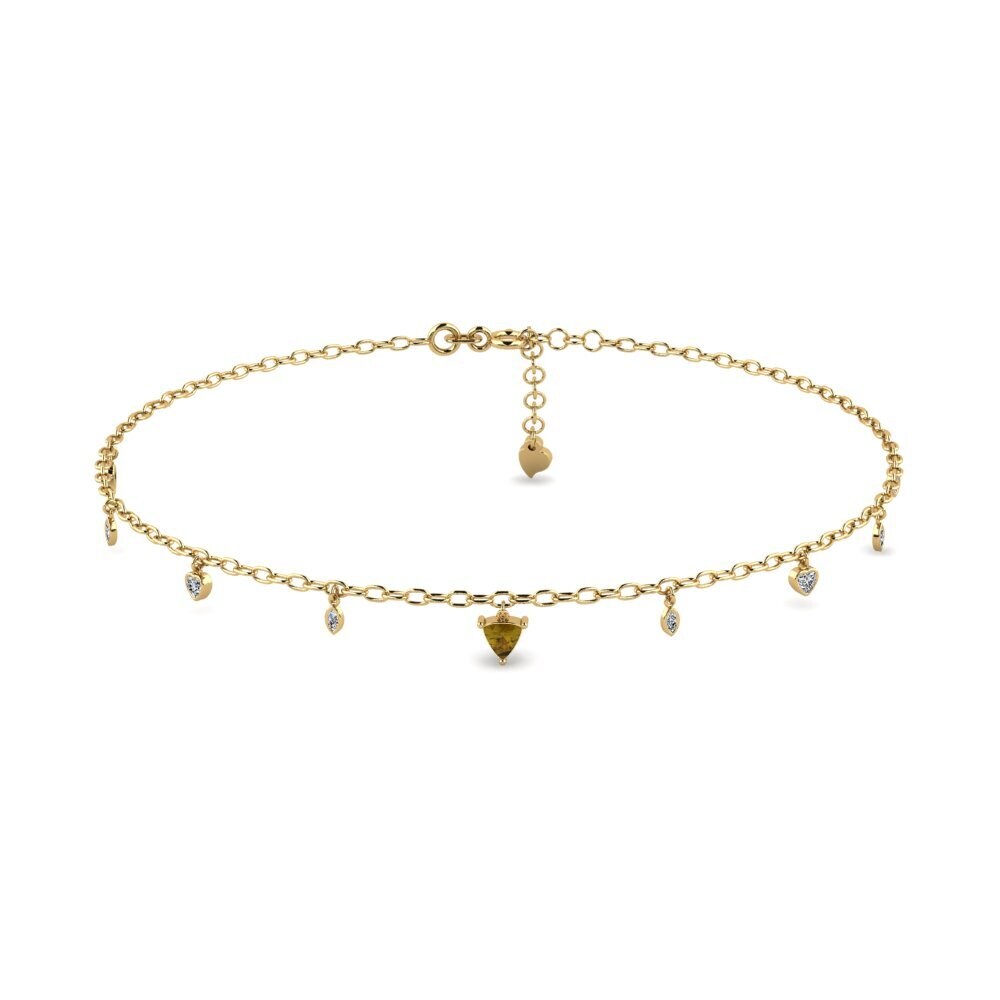 14ct Yellow Gold Brown Zircon Women's Anklet Anahit