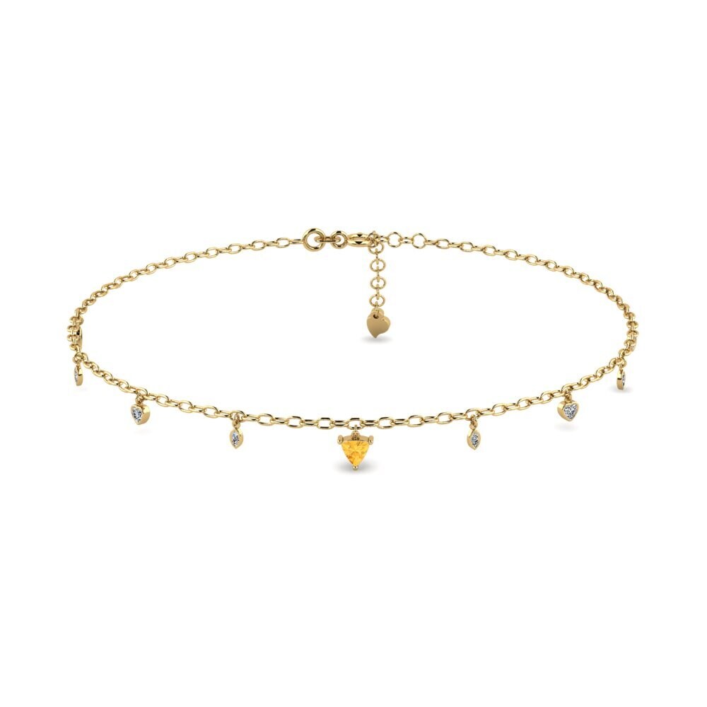 14ct Yellow Gold Citrine Women's Anklet Anahit