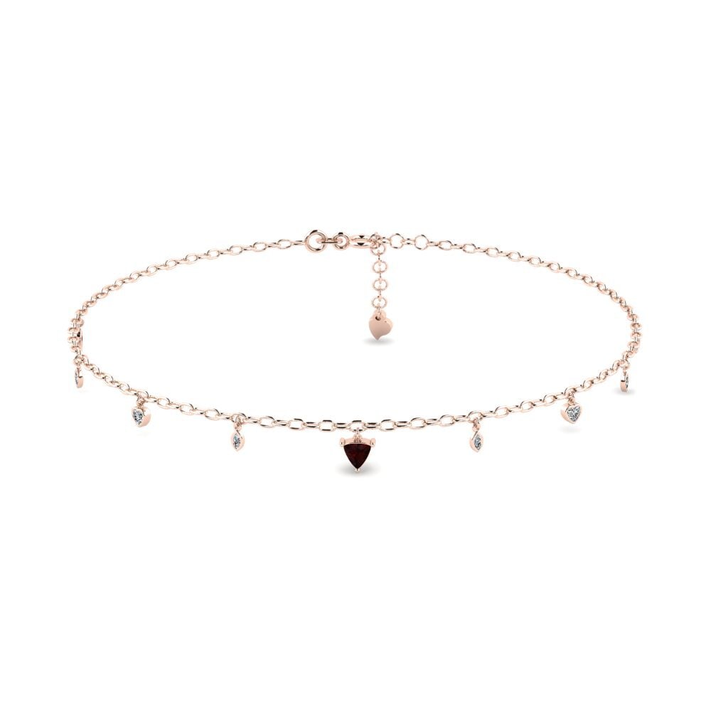 9ct Rose Gold Garnet Women's Anklet Anahit