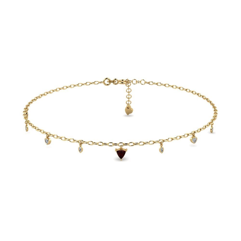 14ct Yellow Gold Garnet Women's Anklet Anahit