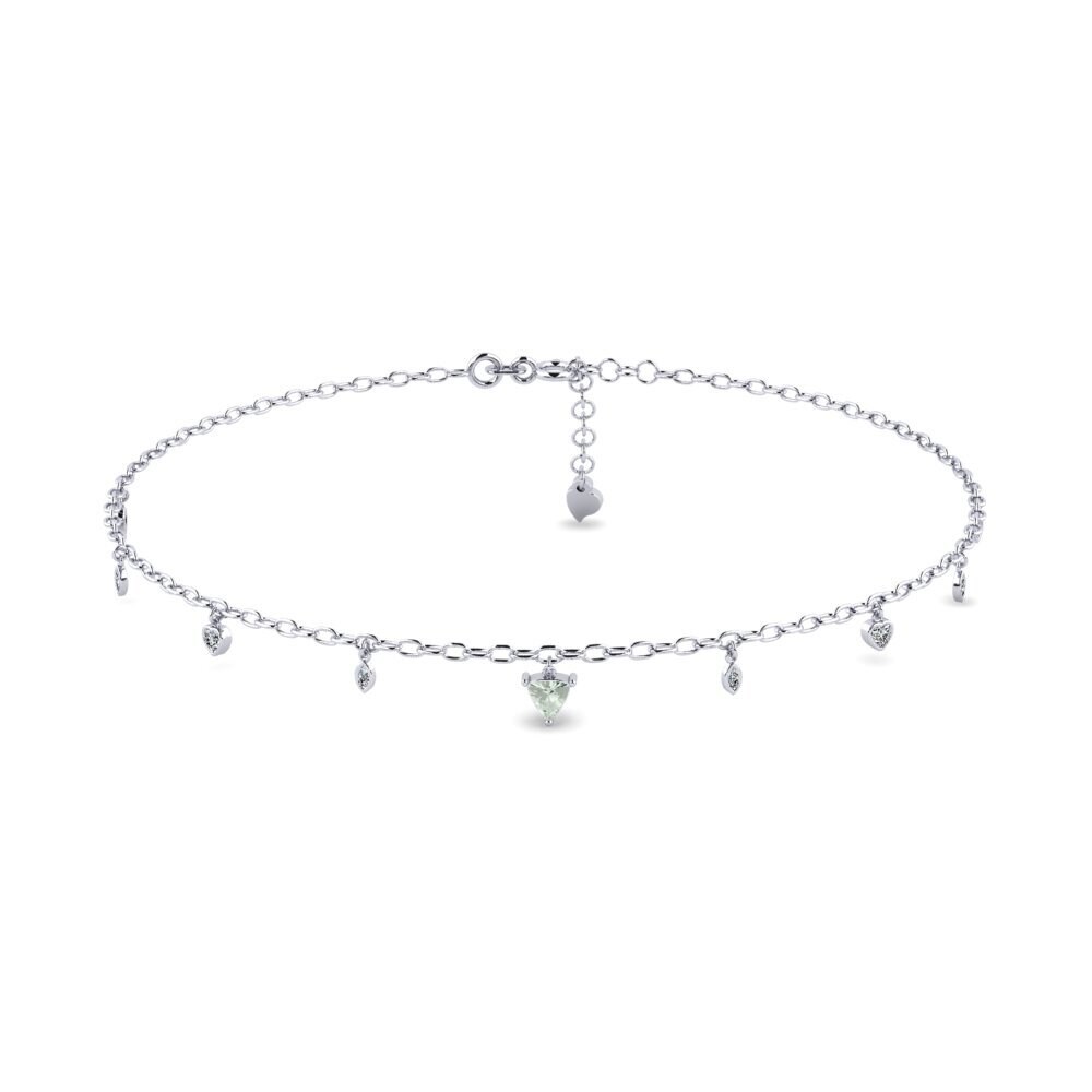 18ct White Gold Green Amethyst Women's Anklet Anahit