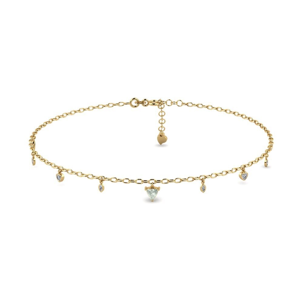 14ct Yellow Gold Green Amethyst Women's Anklet Anahit