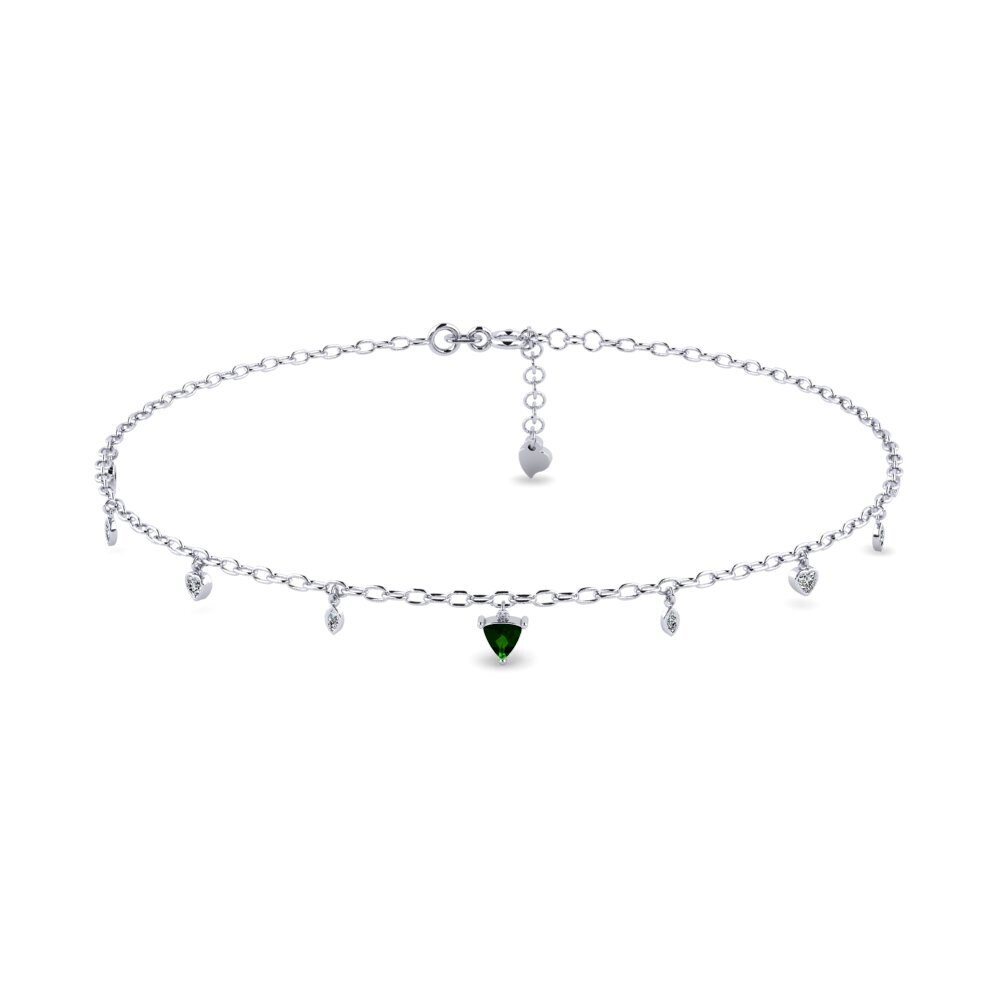18ct White Gold Green Tourmaline Women's Anklet Anahit