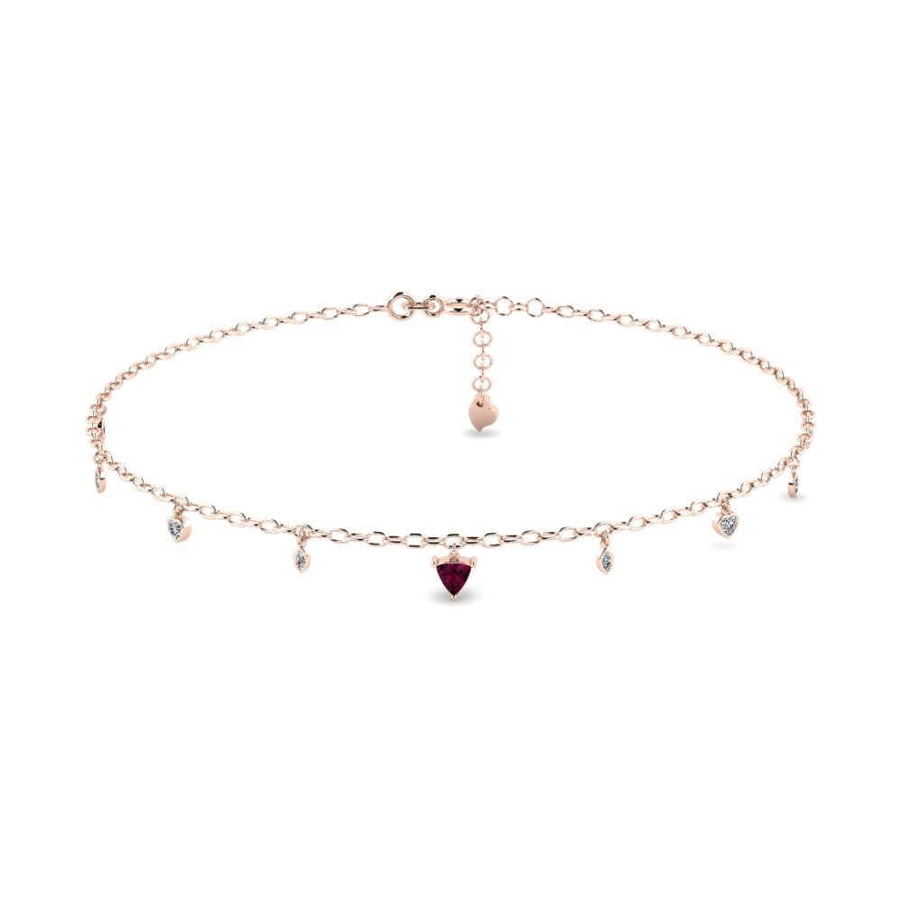 9ct Rose Gold Rhodolite Garnet Women's Anklet Anahit