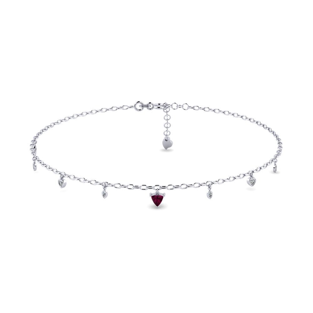 18ct White Gold Rhodolite Garnet Women's Anklet Anahit