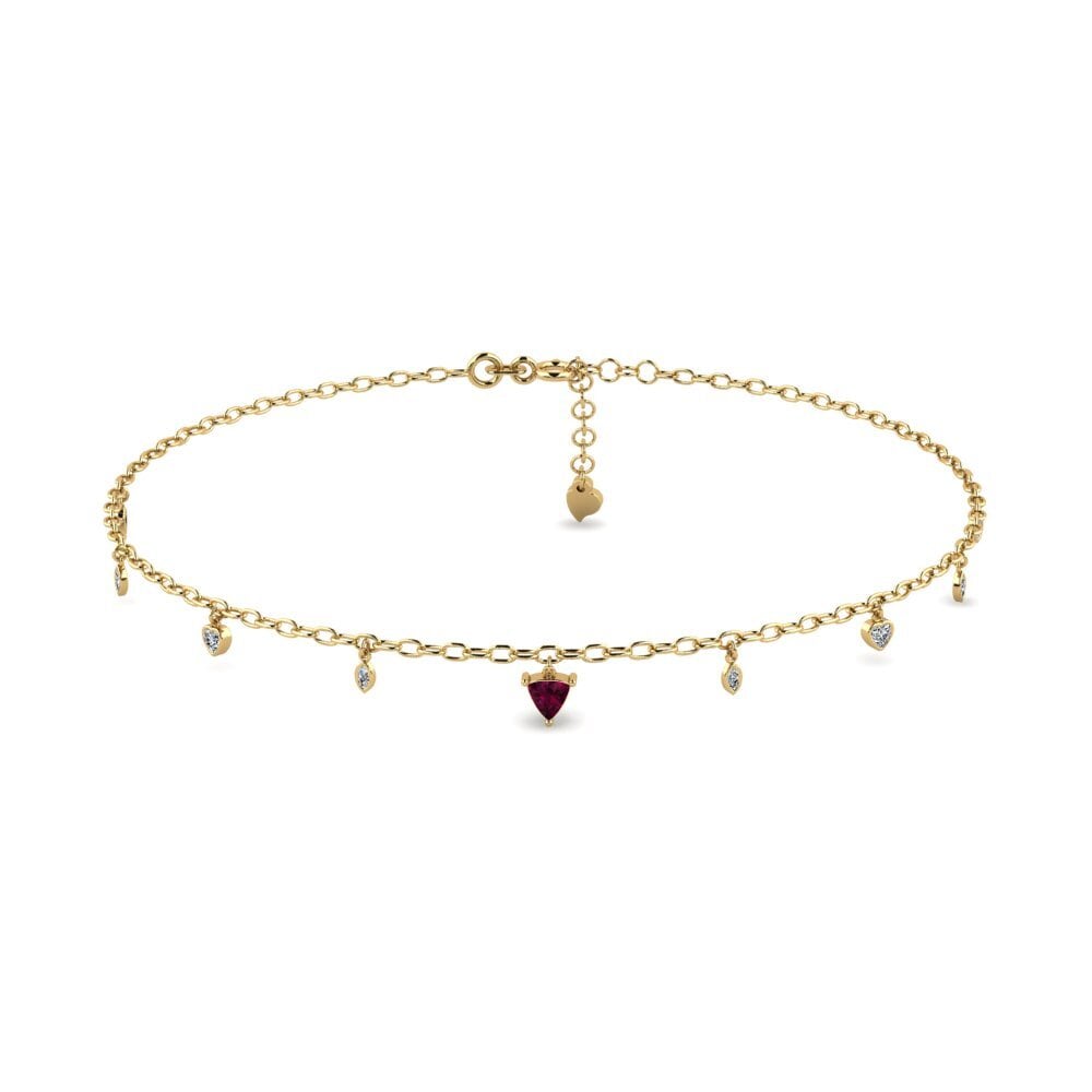 14ct Yellow Gold Rhodolite Garnet Women's Anklet Anahit
