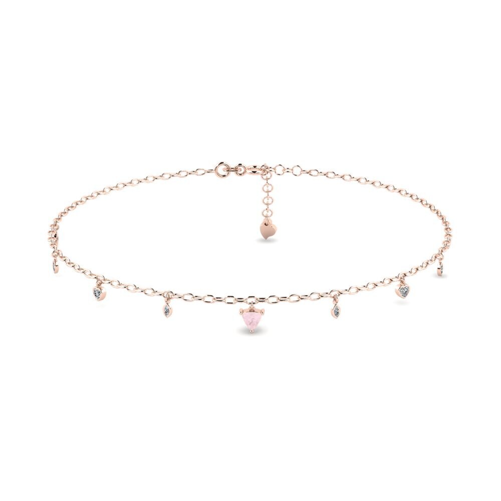 9ct Rose Gold Rose Quartz Women's Anklet Anahit