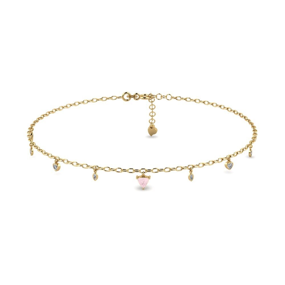 14ct Yellow Gold Rose Quartz Women's Anklet Anahit