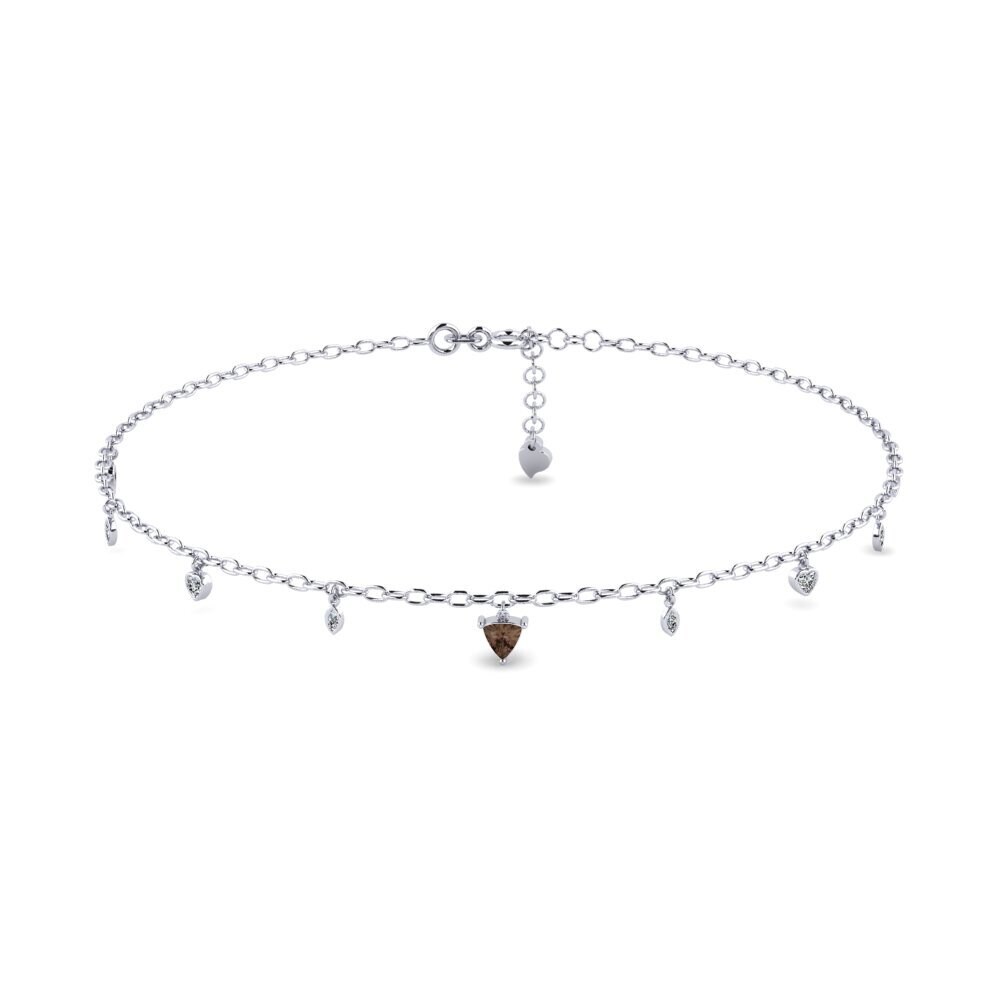 18ct White Gold Smoky Quartz Women's Anklet Anahit