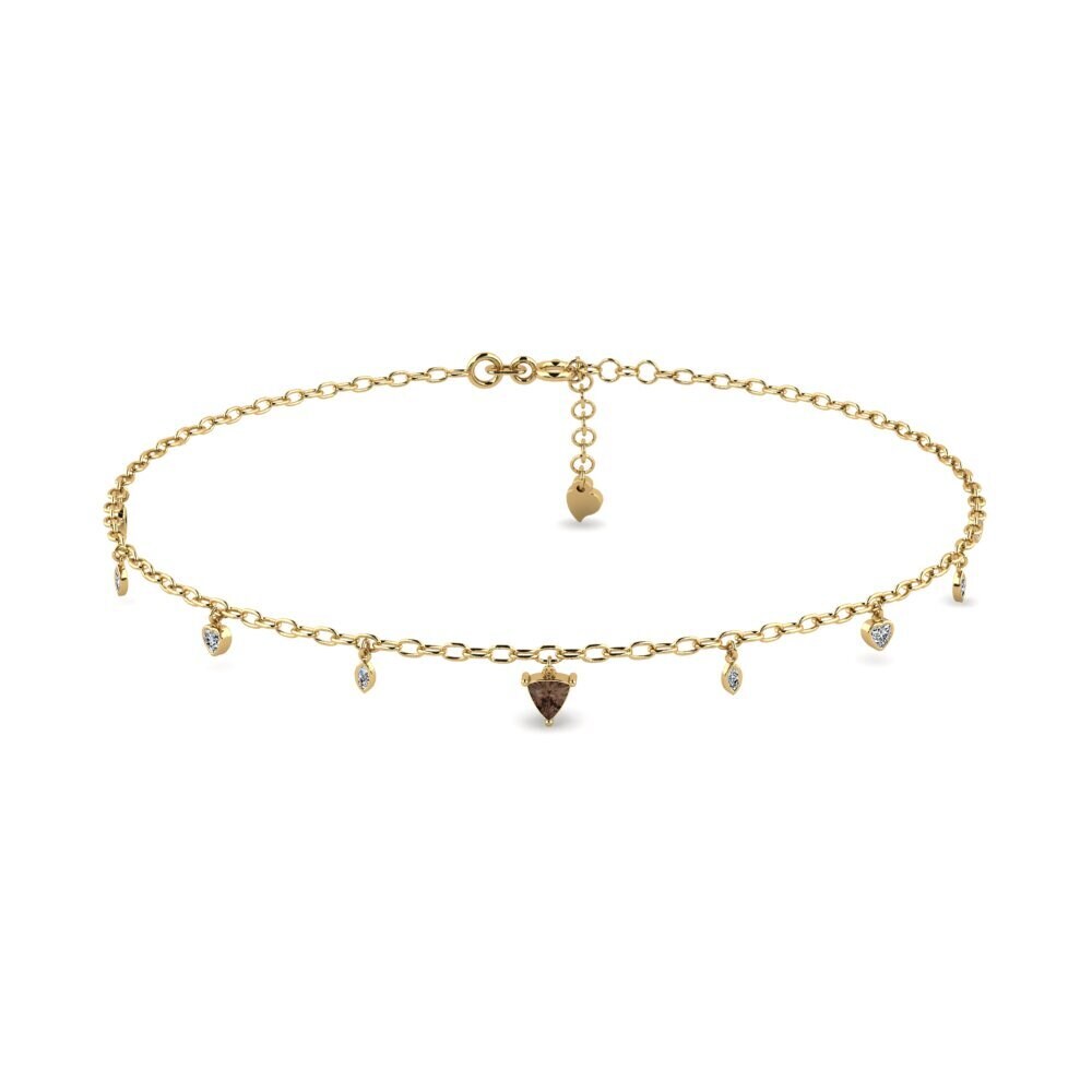 14ct Yellow Gold Smoky Quartz Women's Anklet Anahit