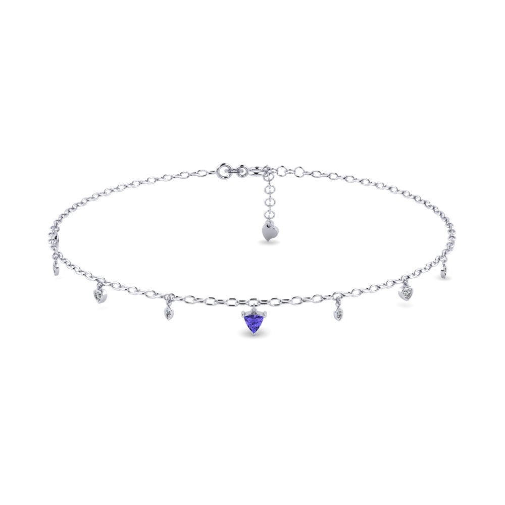 18ct White Gold Tanzanite Women's Anklet Anahit