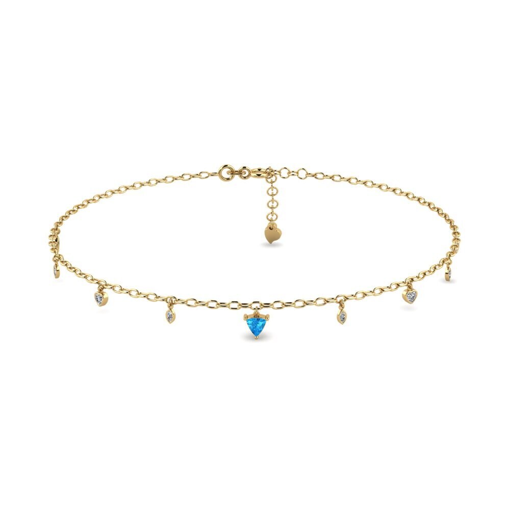 14ct Yellow Gold Blue Topaz Women's Anklet Anahit