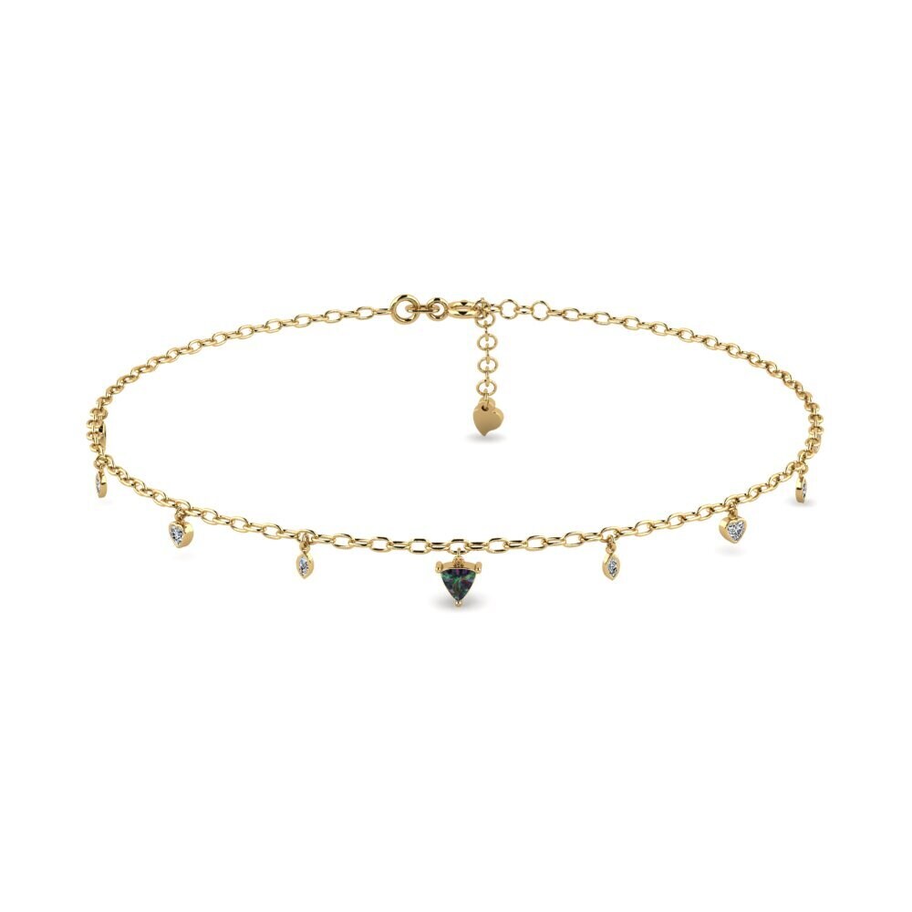 14ct Yellow Gold Mystic Topaz Women's Anklet Anahit
