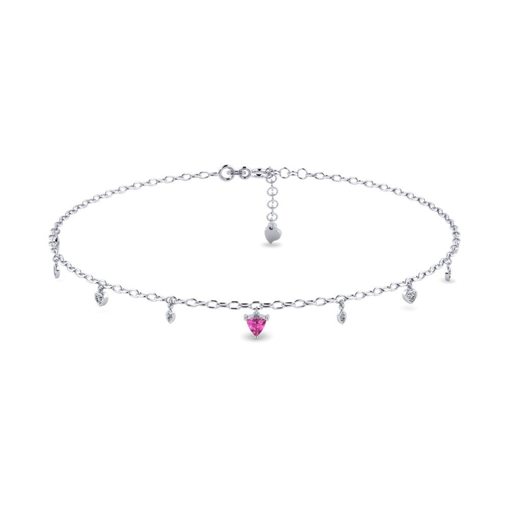 18ct White Gold Pink Topaz Women's Anklet Anahit