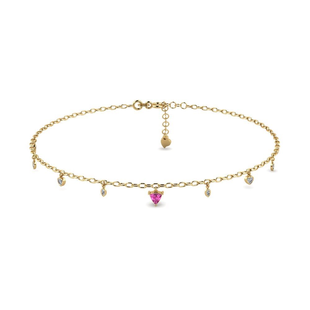 14ct Yellow Gold Pink Topaz Women's Anklet Anahit