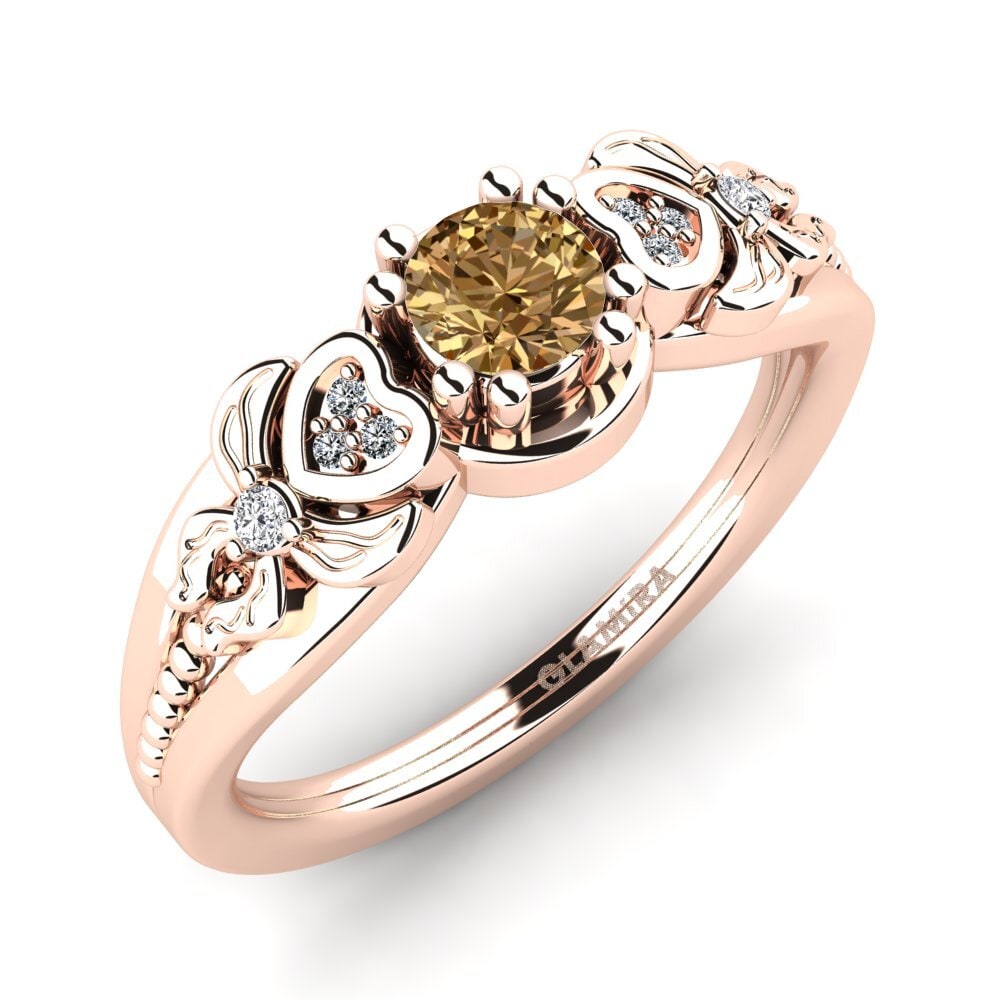 Rotgold 750 Brauner Diamant Damenring Anamir