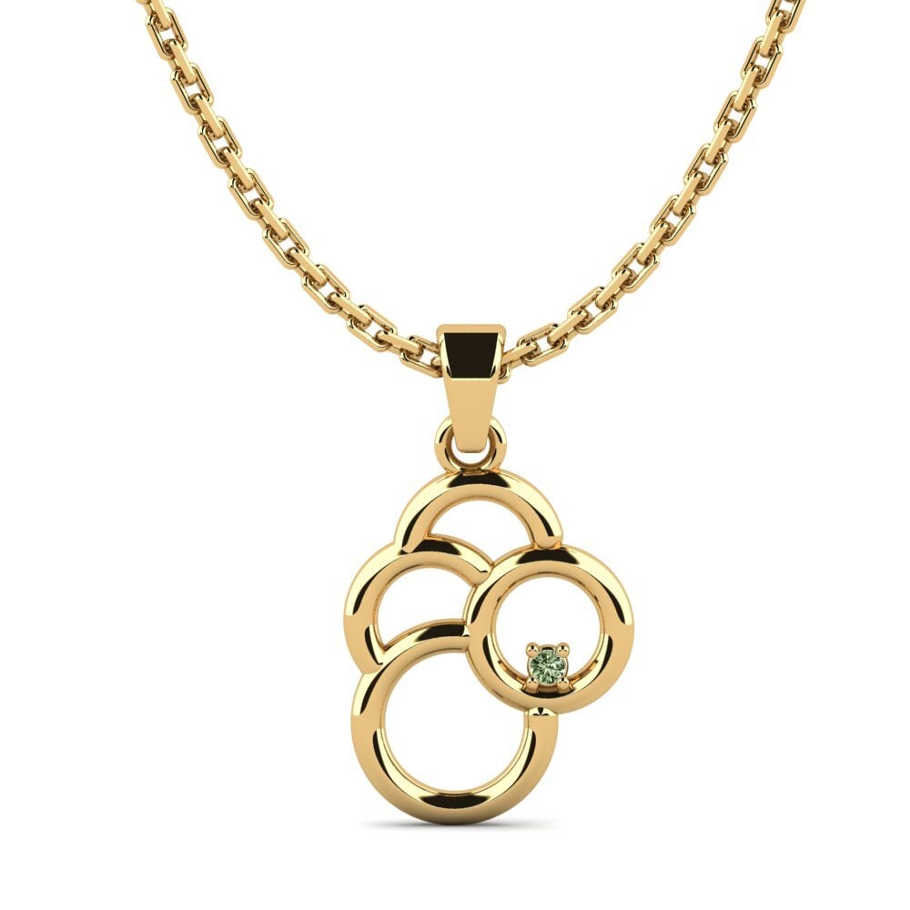 14k Oro Amarillo Diamante Verde Colgante de Mujer Ancolie