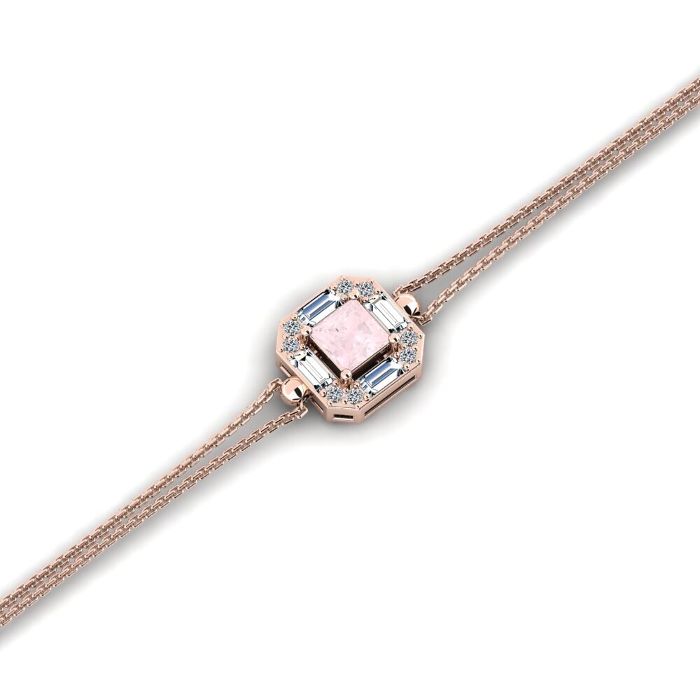 9ct Rose Gold Rose Quartz Women's Bracelet Andelaroche