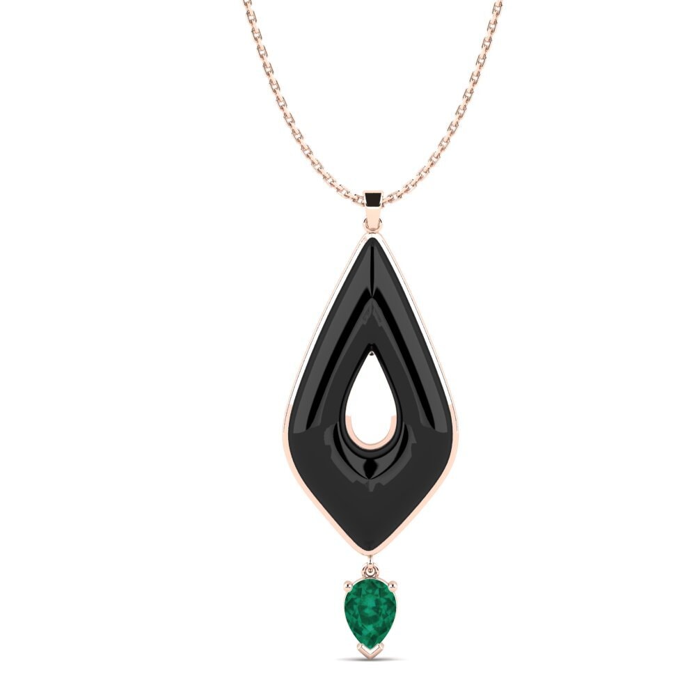 9ct Rose Gold Emerald Women's Pendant Andreas