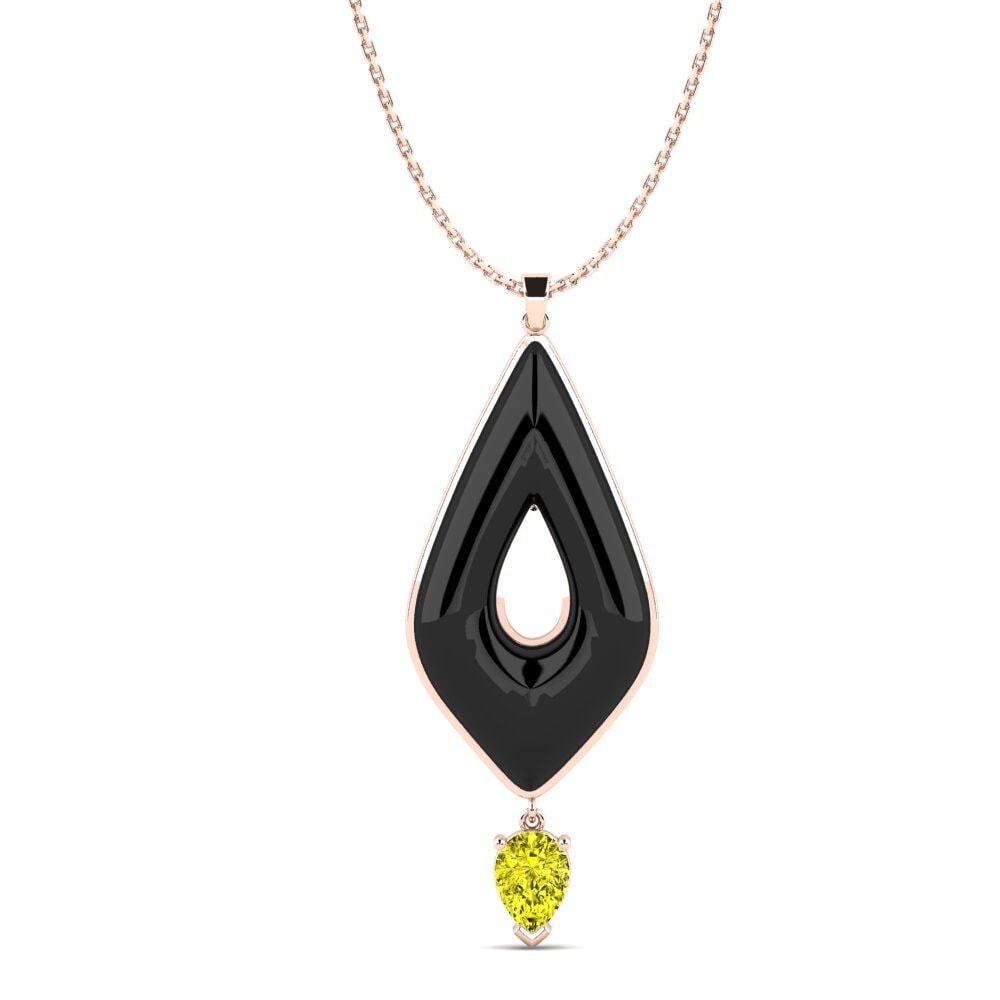 9ct Rose Gold Yellow Diamond Women's Pendant Andreas