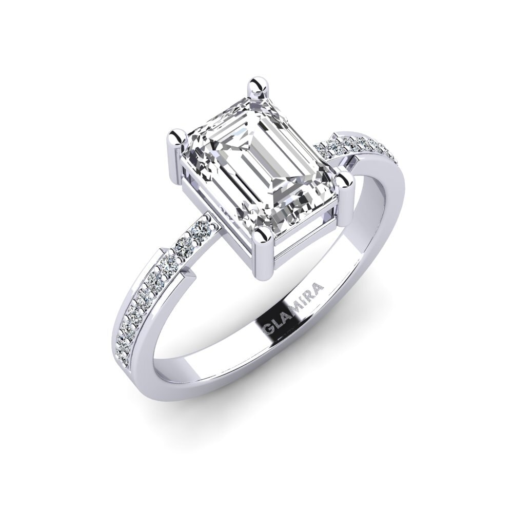 Weißgold 750 Labor-gezüchteter Diamant Verlobungsring Anegy - Emerald