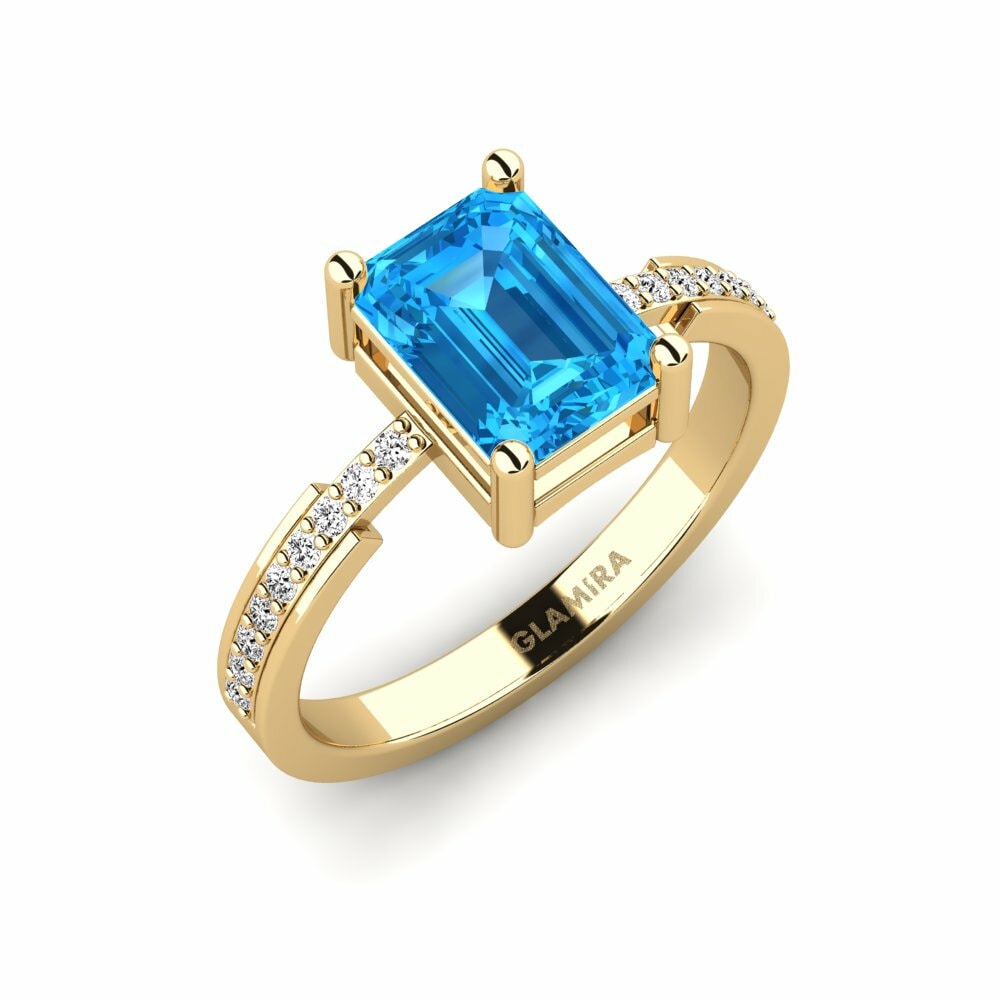 Blue Topaz Engagement Ring Anegy - Emerald