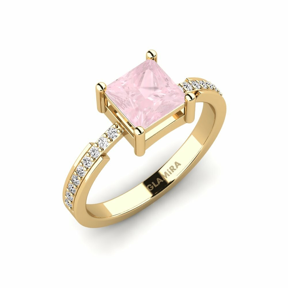 Rose Quartz Engagement Ring Anegy - Princess
