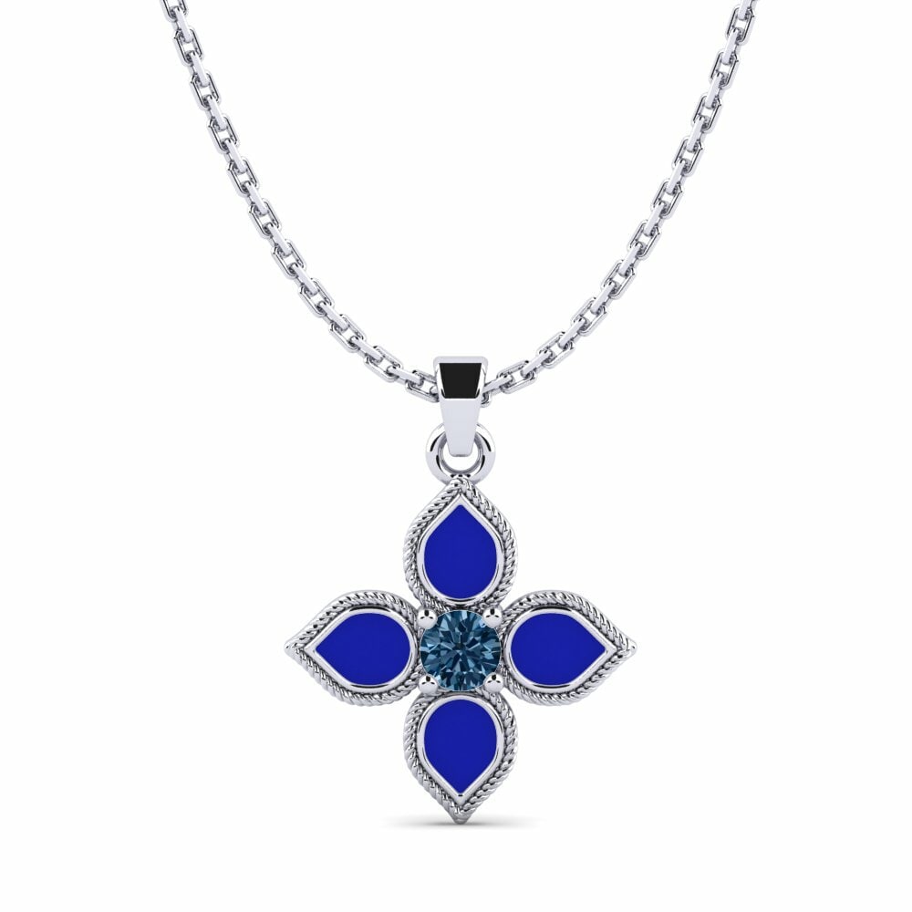 Bạc Kim Cương Xanh Dương Mặt dây chuyền nữ Anello