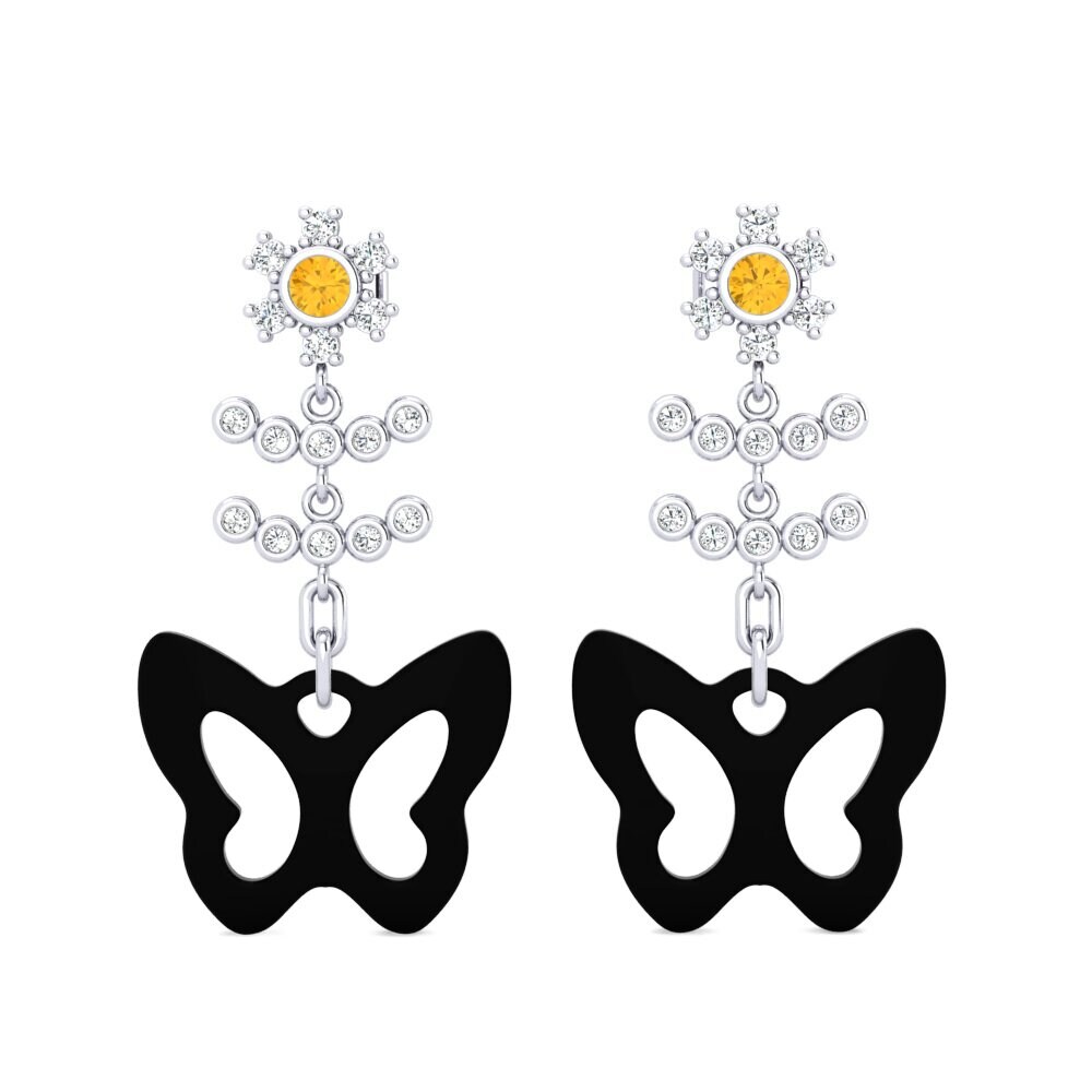 950 Palladium Citrine Women's Earring Angeley