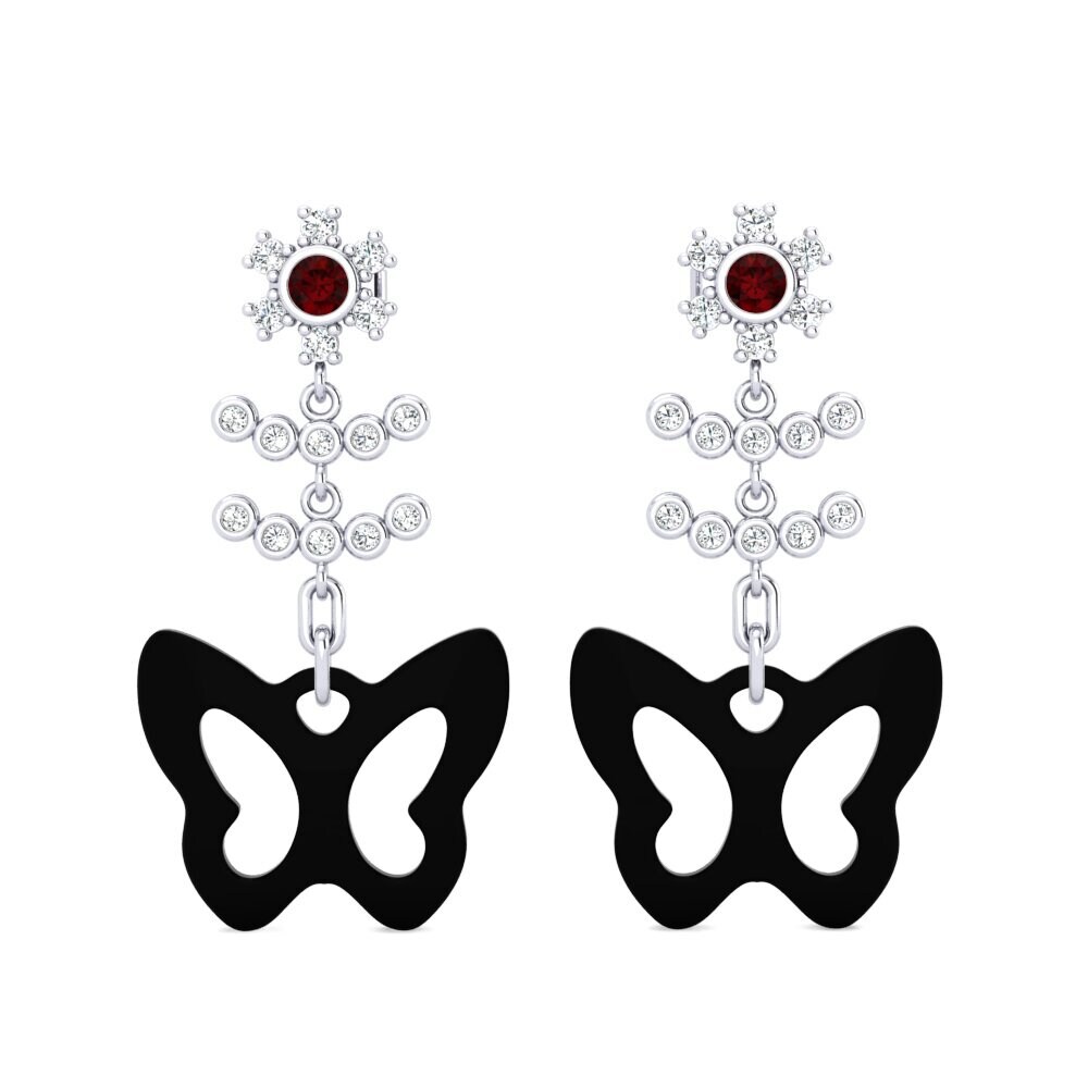 18ct White Gold Garnet Women's Earring Angeley