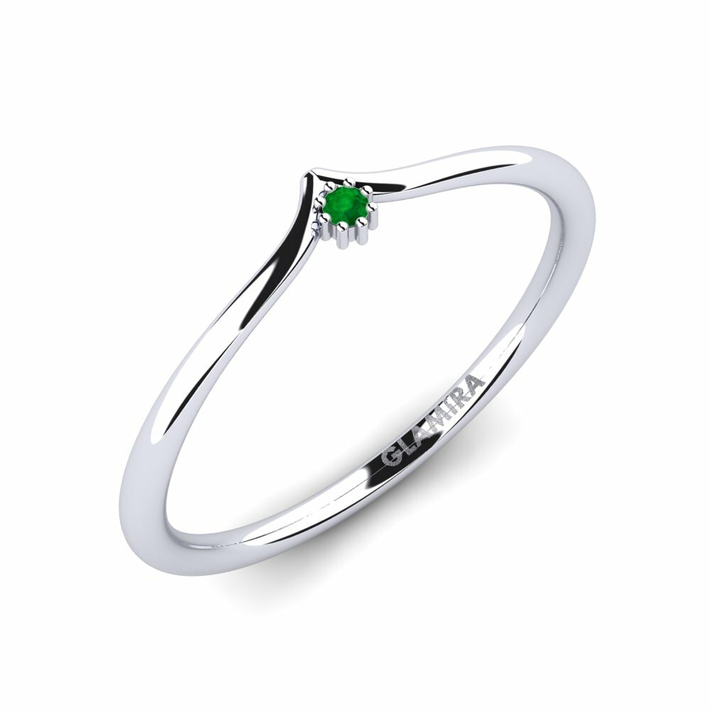 Classic Solitaire Engagement Rings Angelika 585 White Gold Emerald