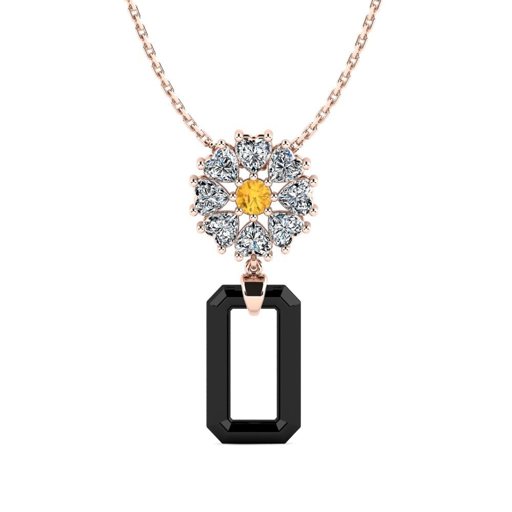 9ct Rose Gold Citrine Women's Pendant Angelo