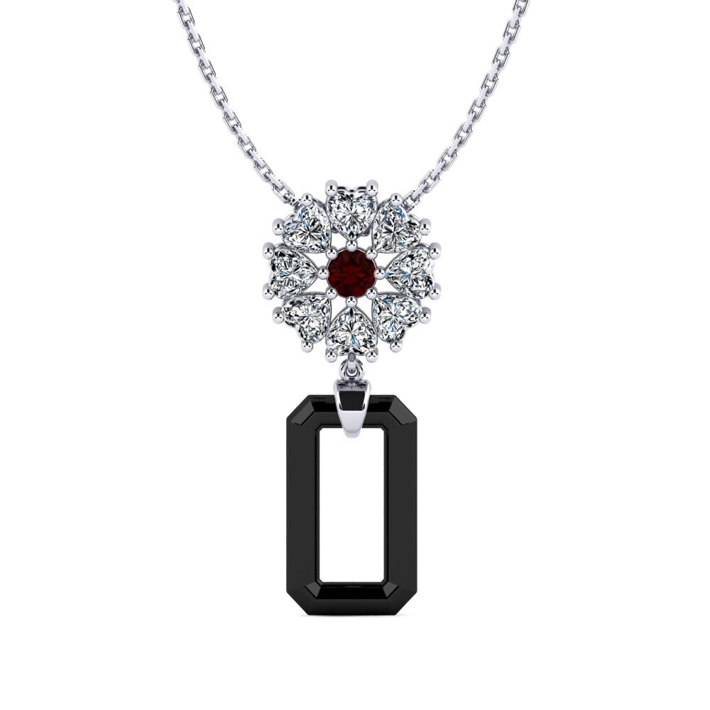 950 Platinum Garnet Women's Pendant Angelo