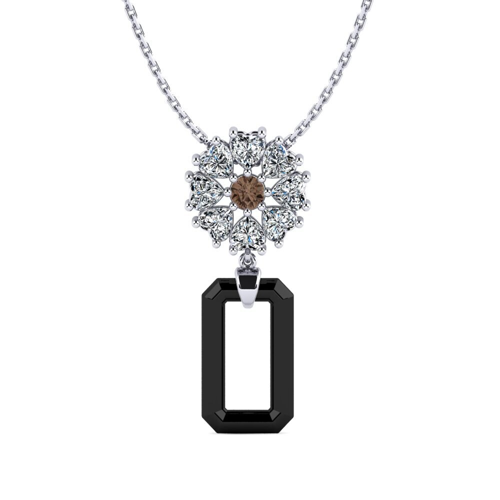 White Silver Smoky Quartz Women's Pendant Angelo