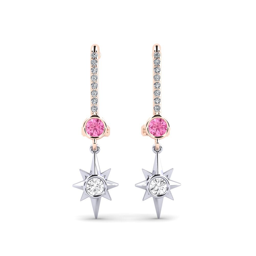 Suspender Pink Sapphire 14ct Rose / White Gold Earrings