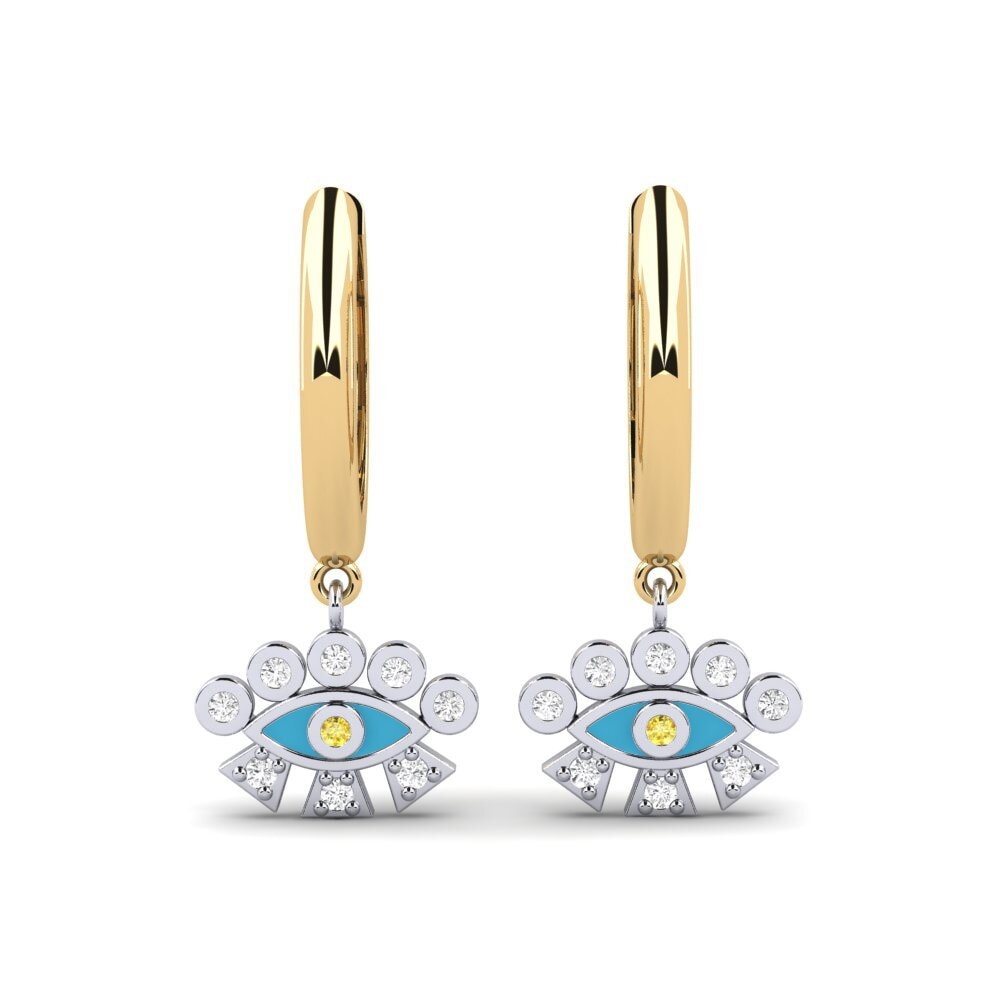 14ct Yellow / White Gold Yellow Sapphire Women's Earring Angkor