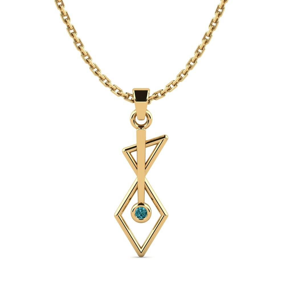 14k Oro Amarillo Diamante Azul Colgante de Mujer Anhujolas