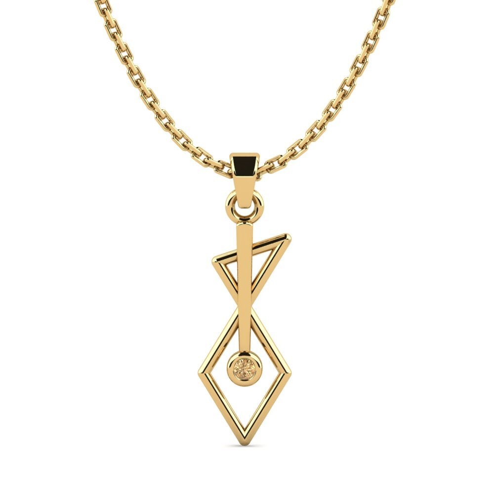 14k Oro Amarillo Diamante café Colgante de Mujer Anhujolas