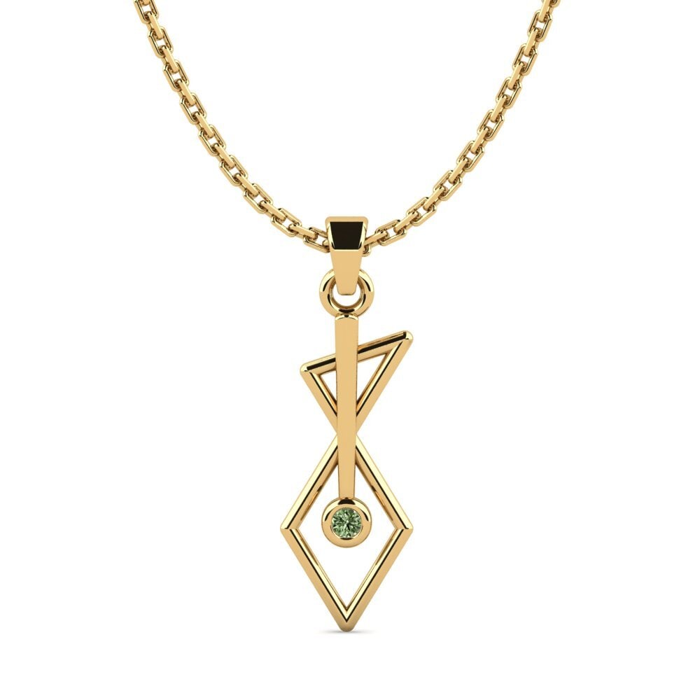 14k Oro Amarillo Diamante Verde Colgante de Mujer Anhujolas