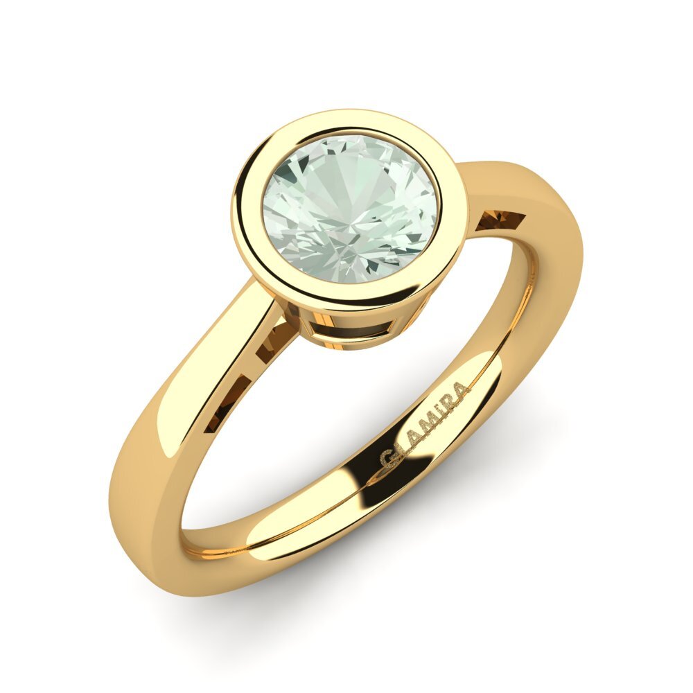 14ct Yellow Gold Green Amethyst Engagement Ring Anielo