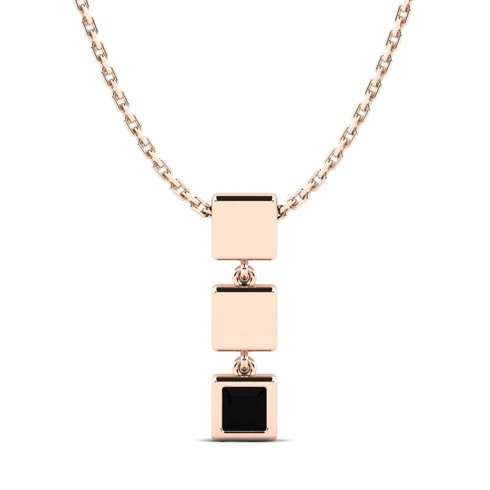 9k Rose Gold Black Onyx Women's Pendant Anilie