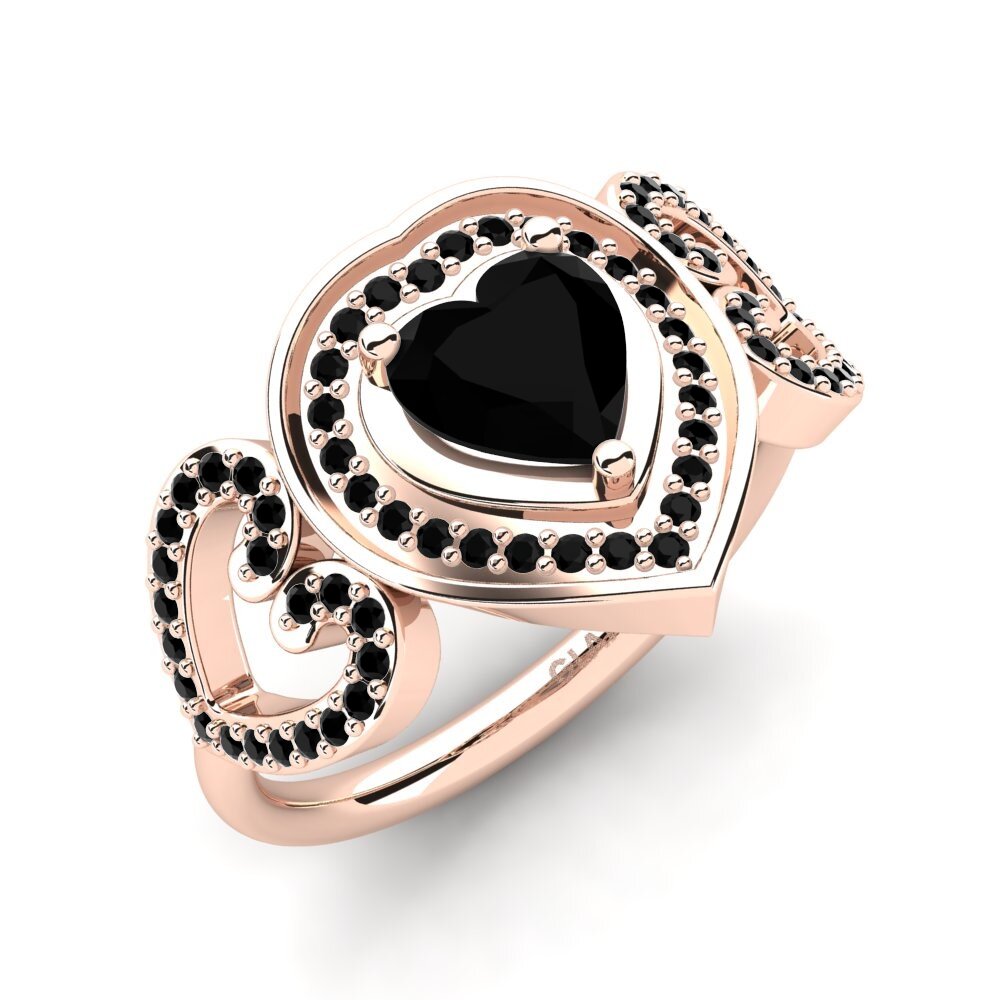 Oro Rosso 585 Diamante Nero Anello Anisah