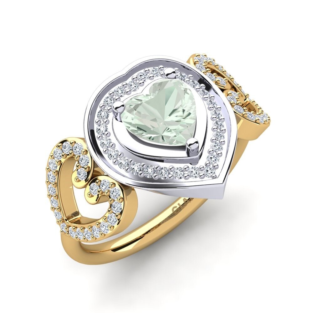 18ct Yellow & White Gold Green Amethyst Ring Anisah