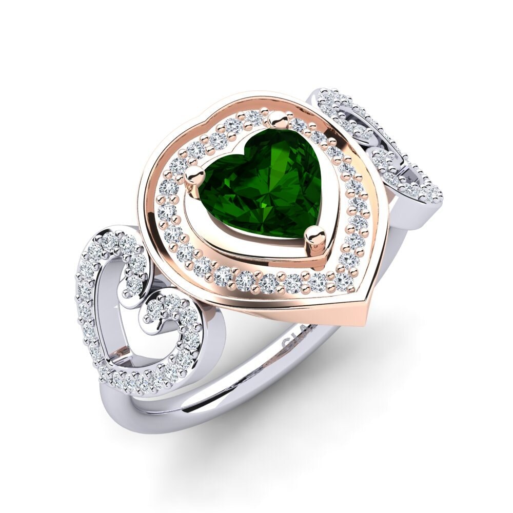 9k White & Rose Gold Green Tourmaline Ring Anisah