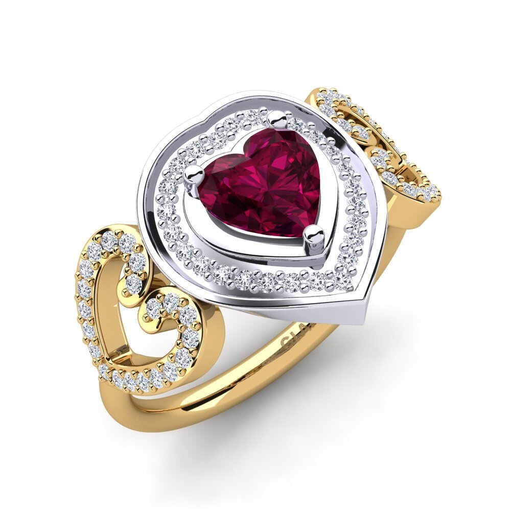 9ct Yellow & White Gold Rhodolite Garnet Ring Anisah
