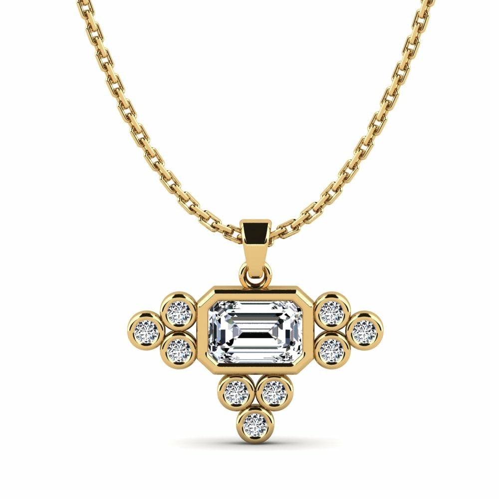 9k Oro Amarillo Esmeralda Colgante de Mujer Anisette