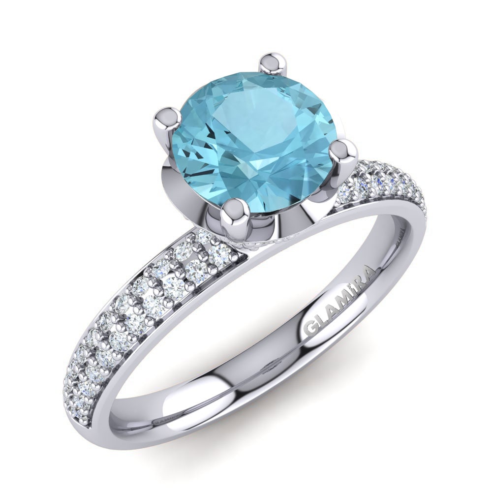 Rund Aquamarin Ring Anita 0.8 crt