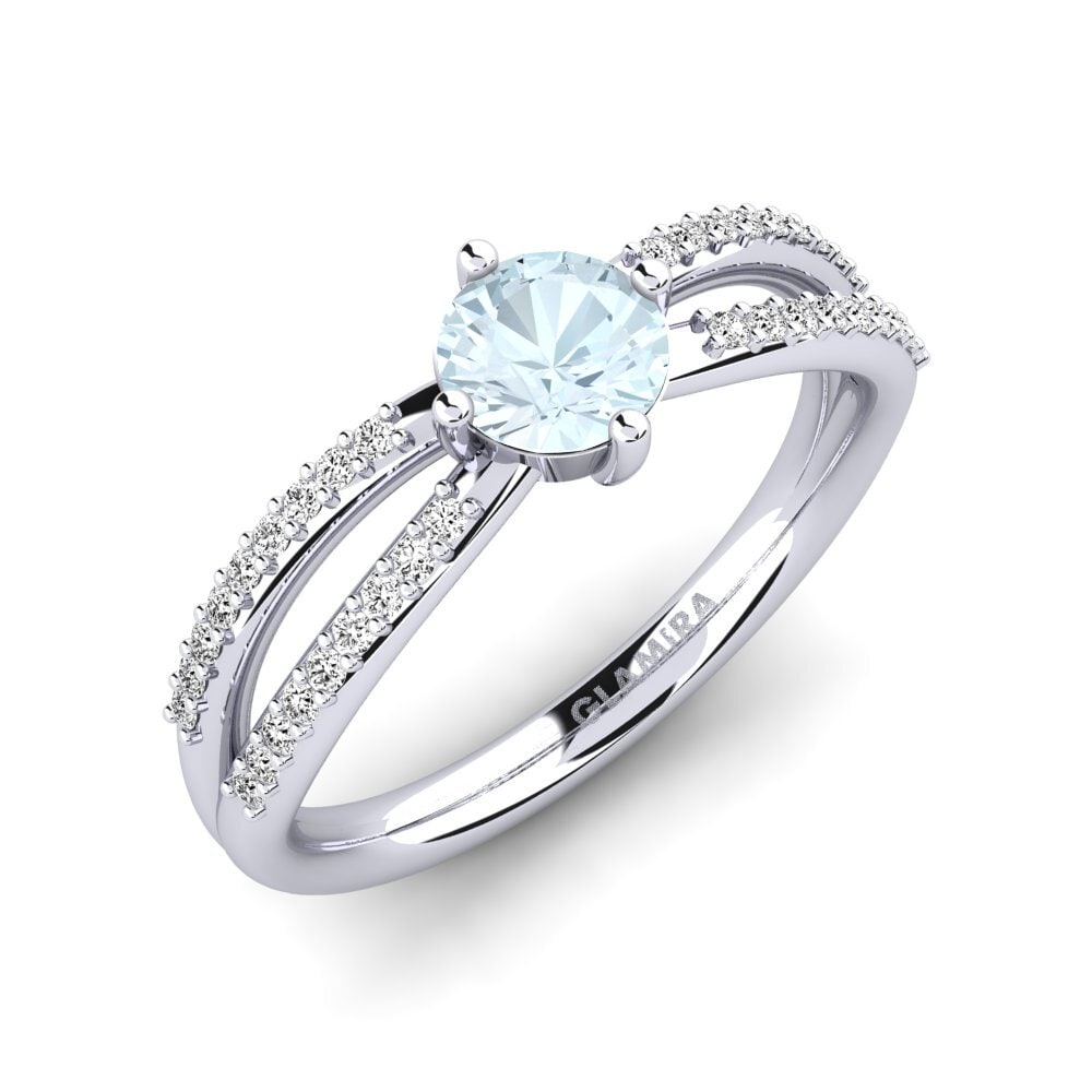 950 Platin Aquamarin Verlobungsring Aniyalise